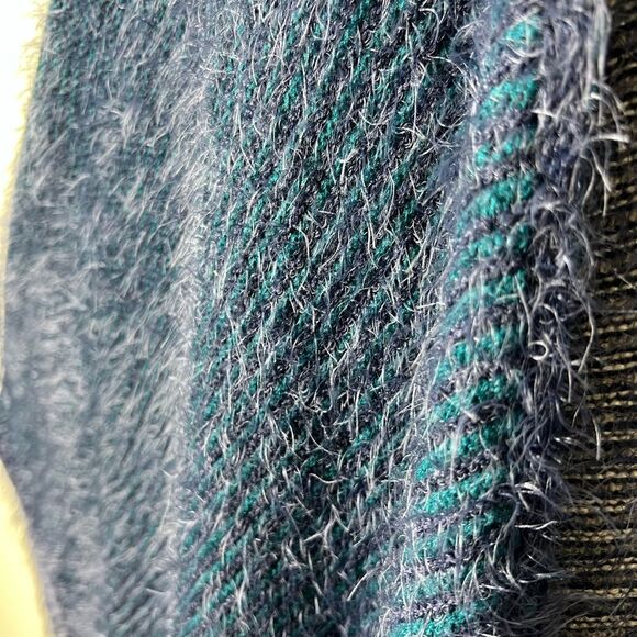 Contempo Size OS One Size Blue Knit Eyelash Shawl Wrap Kimono Poncho Boho - Picture 7 of 13